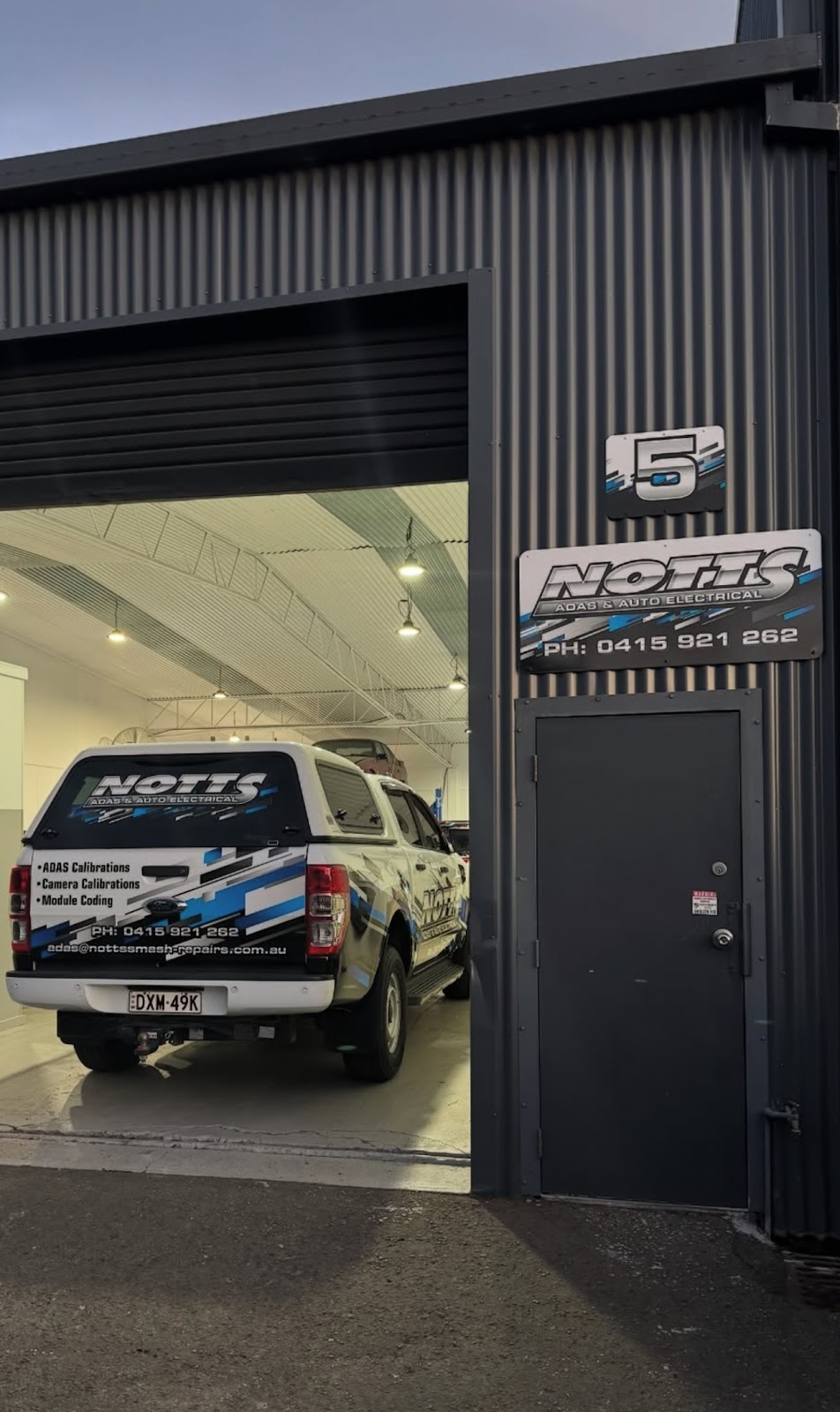 Exterior of the Notts ADAS workshop in Port Kembla